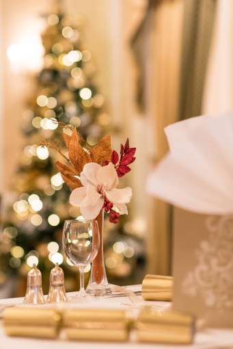 Detail of dining table at Christmas