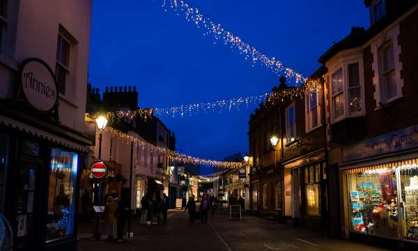 Sidmouth High Street at Christmas 