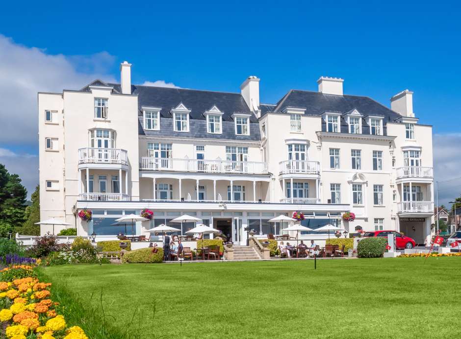 Outside of the Belmont Hotel on a sunny day