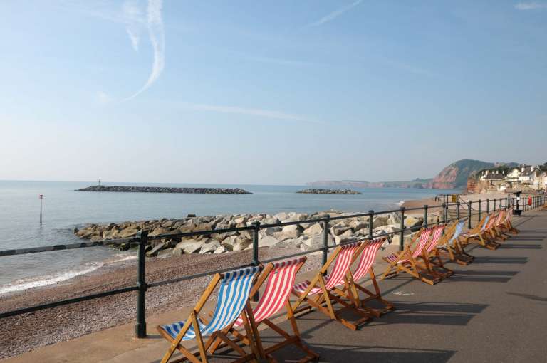 Deck Chairs on Sidmouth Sea Front South Devon
